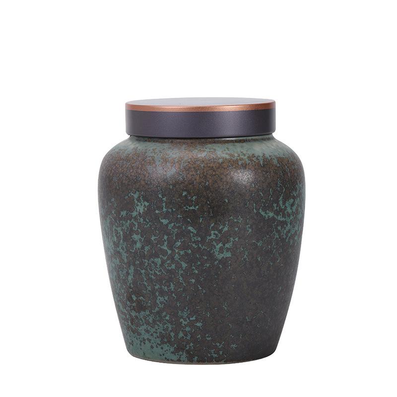 Gilded Ceramic Tea Canister: Moisture-Proof Retro Storage for Pu'er Tea - High-Grade Souvenir Box