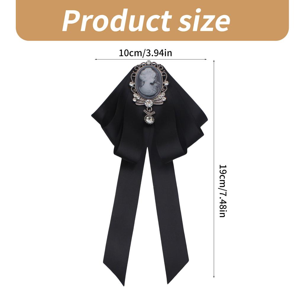 Handmade Ribbon Bows Brooch Men's Suit Shirt Collar Pin Rhinestones Crystal for Special Occasion