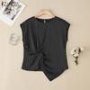 ZANZEA Women Casual Round Neck Summer Irregular Hem Short Sleeve Blouse