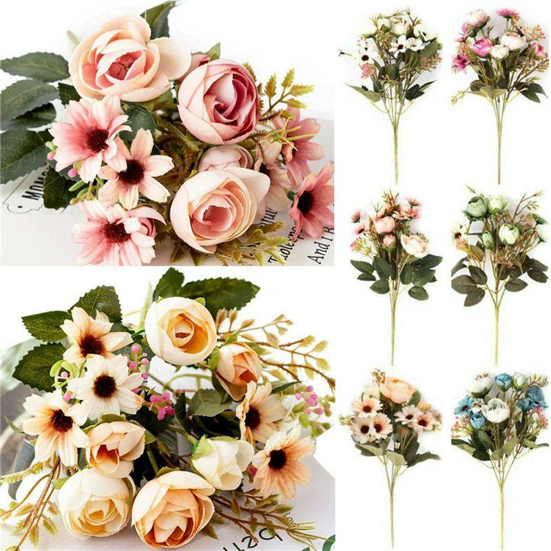 Elegant 1 Bunch 12 Heads High Realistic Artificial Tea Roses Perfect For Wedding Decorations And Events