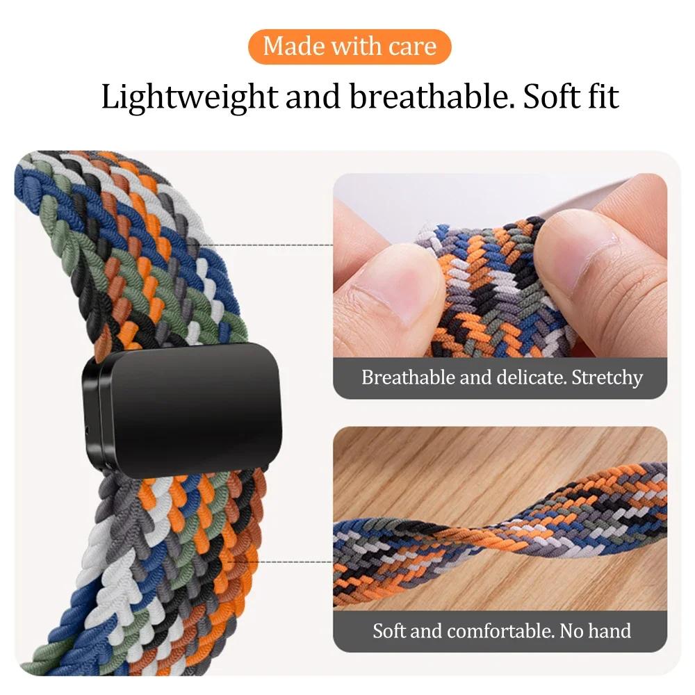 Geflochtenes Solo Loop-Armband aus Nylon für Apple Watch Band Ultra2 49 mm 9 8 7 41 mm Metall-Magnetarmband 45 mm 6 5 4 SE 44 mm verstellbarer elastischer iWatch-Gurt