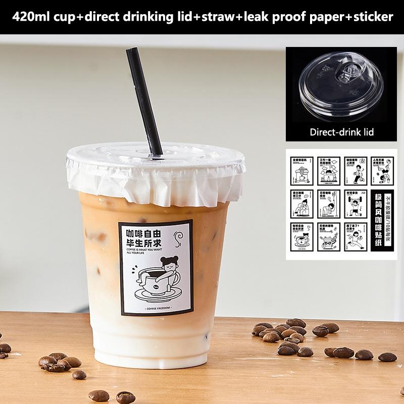 10Pcs Clear Plastic Cup With Strawless Lids Disposable Cups For Iced Coffee Or Juice Party Smoothie Milkshake Cold Drinks