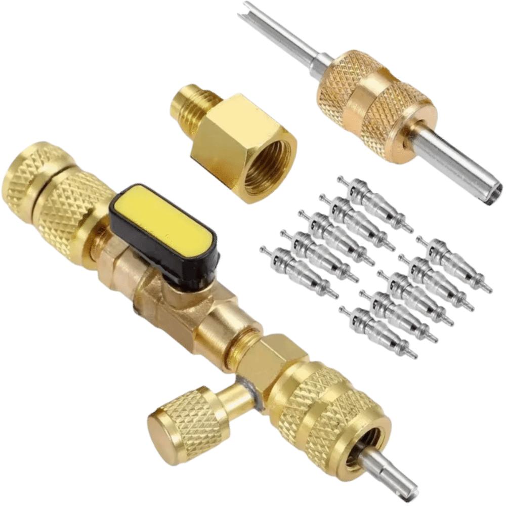 A/C Line Repair Valve Core Remover 5/16" Port 1/4" Port Valve Core Installer Air Conditioning System Universal HVAC Repair Tools