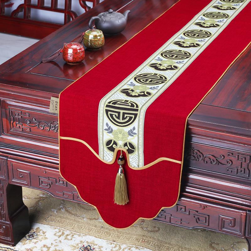New Chinese Style Table Flag Modern Minimalist Zen Style Waterproof Tea Mat Long Tea Table Fabric Art Tablecloth