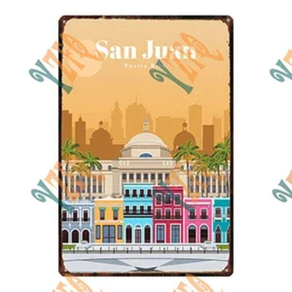 

Metal Sign San Juan Retro Wall Art Vintage Tin Poster Home Decor 20x30 cm