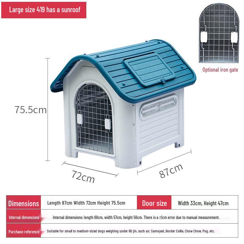 Xinding Rainproof & Windproof Outdoor Plastic Dog Kennel - Winter Dog House for Medium to Large Dogs