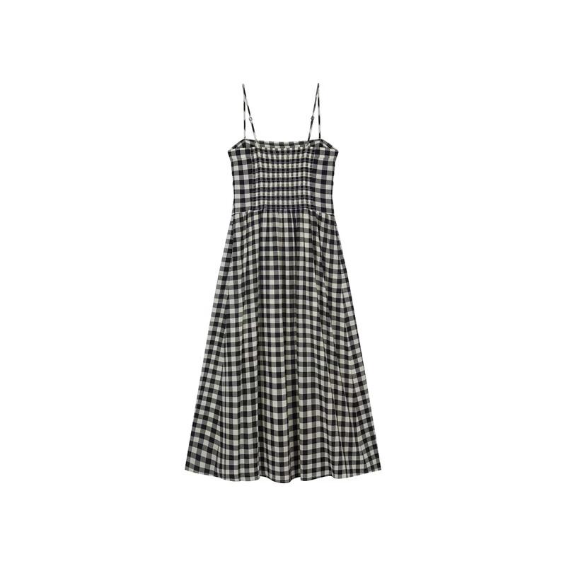 Teenie Weenie Women's 2026 Summer Plaid A-Line Long Dress