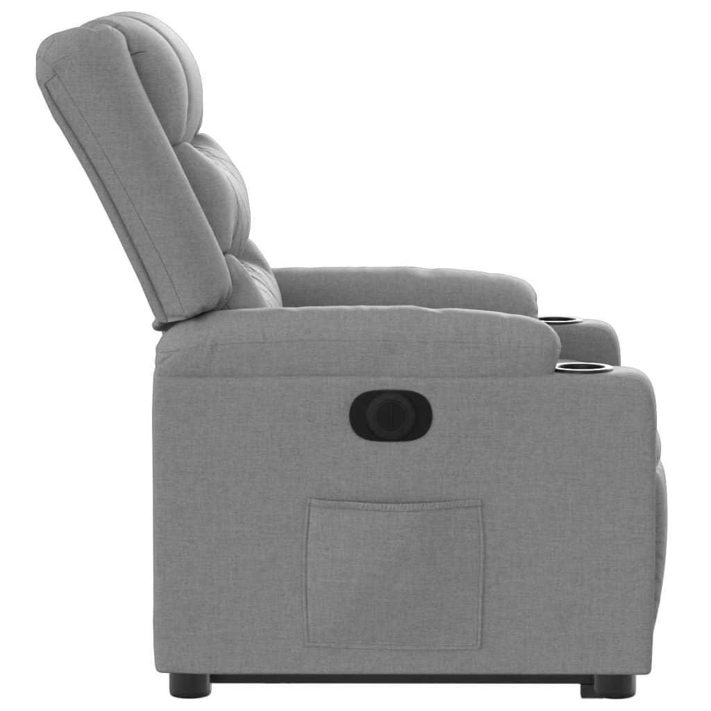 Electric Recliner Chair with Rising Function Light Grey Fabric