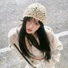 Women's Summer Pearl Flower Lace Hat Handmade Crochet Hollow Versatile Head-Wrapping Slouchy Hat
