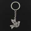 Fashion 30mm Key Ring Metal Key Chain Keychain Jewelry Antique Bronze   Plated Hollow Peace Dove 36x32mm Pendant