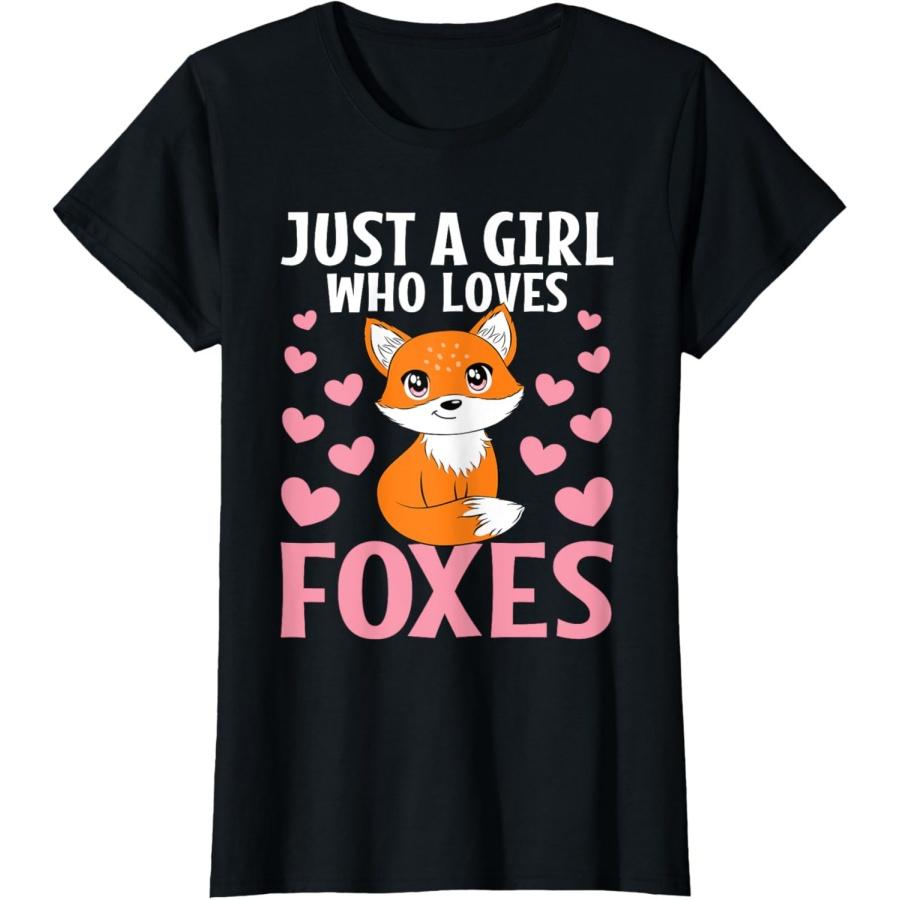 

Just A Girl Who Loves Foxes Cute Fox Lover Kawaii Girls Kids T-Shirt XXXXXL різнокольоровий