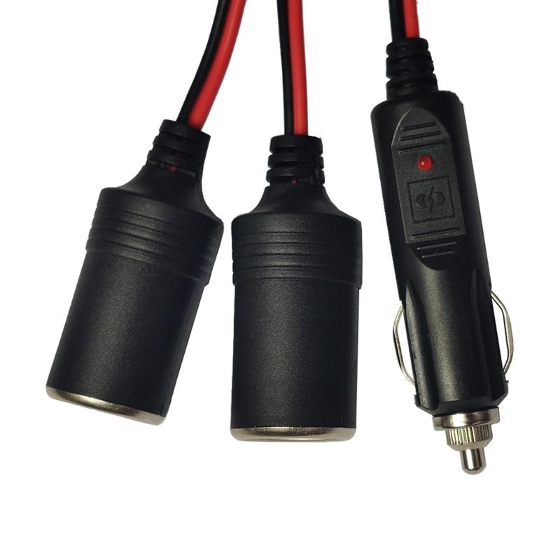 High-current Vehicle-mounted Car Cigarette Lighter Cable Line 1 In 2 Out Male To Double Female Y Splitter Adapter Cord