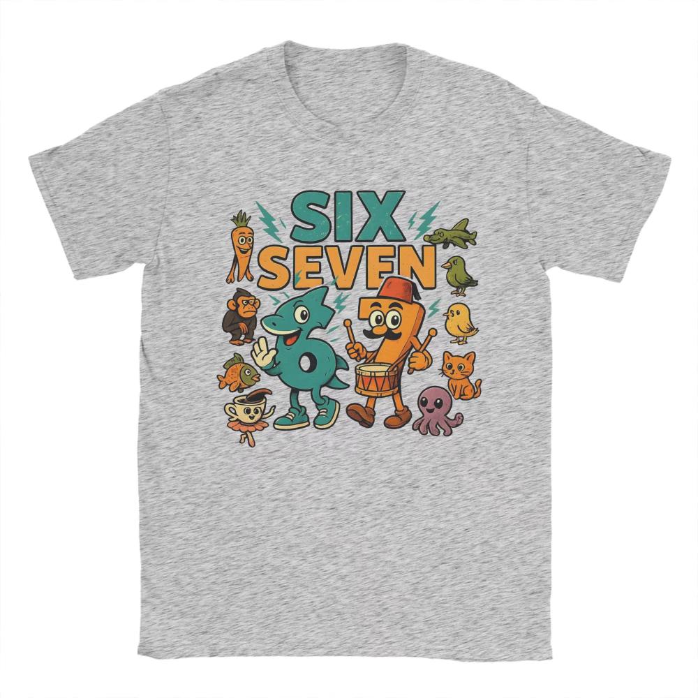 67 Six Seven Italian Brainrot Kids Gaming Meme TShirts Mens Cotton Tee Shirt Round Neck Short Sleeve T Shirts Graphic Clothing