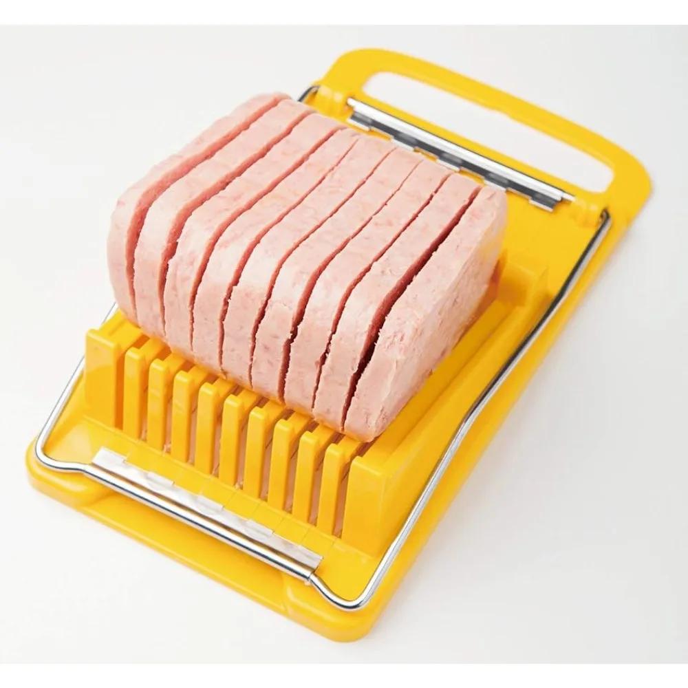 

1pc Luncheon Meat Slicer Multifunctional Stainless Steel Ham Fruit Vegetables Egg Cheese Slicer Household Kitchen Cutting Gadget yellow