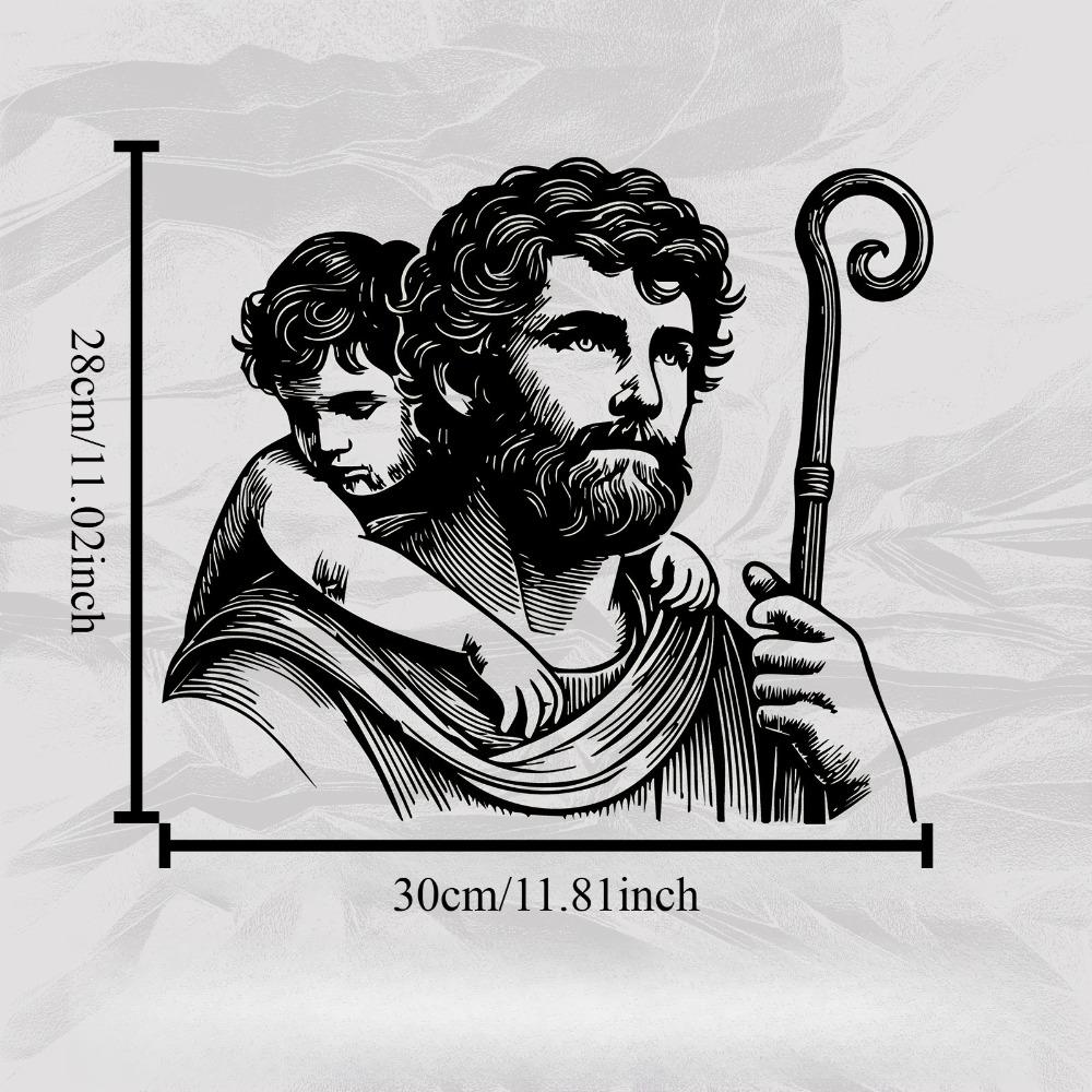 

Shepherd Child Metal Wall Art Touching Mural Weather Resistant Religious Home Decor Christmas Easter Gift 1pc 12in