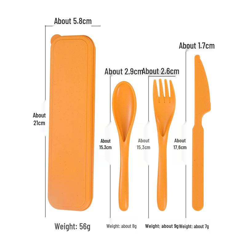 Portable Wheat Straw Cutlery Set: Reusable Fork, Knife, and Spoon for Students and Travel