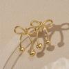 LNCHRAN Bow Heart Copper Stud Earrings for Women