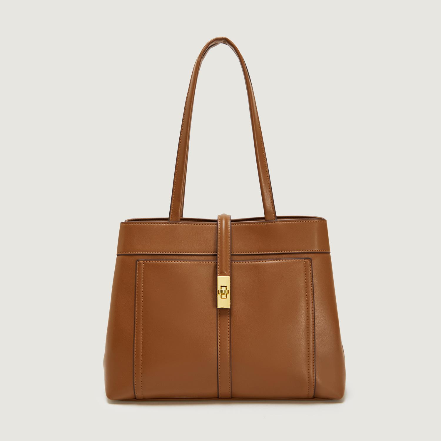 

Bag Women s 2025 New Premium Sense Tote Bag Large Capacity Versatile Handbag Contrast Color Commuter Shoulder Bag коричневый