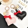 Handmade Bow & Leather Heart Pendant Keychain Lanyard