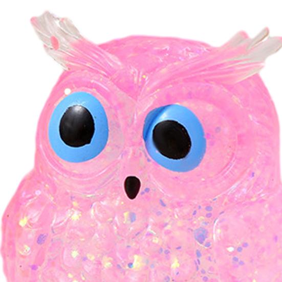 Glitter Owl Sugar Stress Ball Slow Rebound Stress Relief Clear Bird Squeeze Toy Anxiety Relieving Animal Shape Hand Relaxation Tool