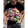 Men's Easter Bunny Tshirt Tops 3D Print Cute Rabbit With Eggs T Shirt For Men New In Round Neck Short Sleeve Tee Shirts