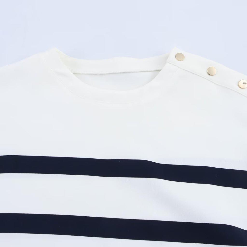 2025 Spring Women's Striped Short Sleeve Top and Casual Shorts - European & American Style