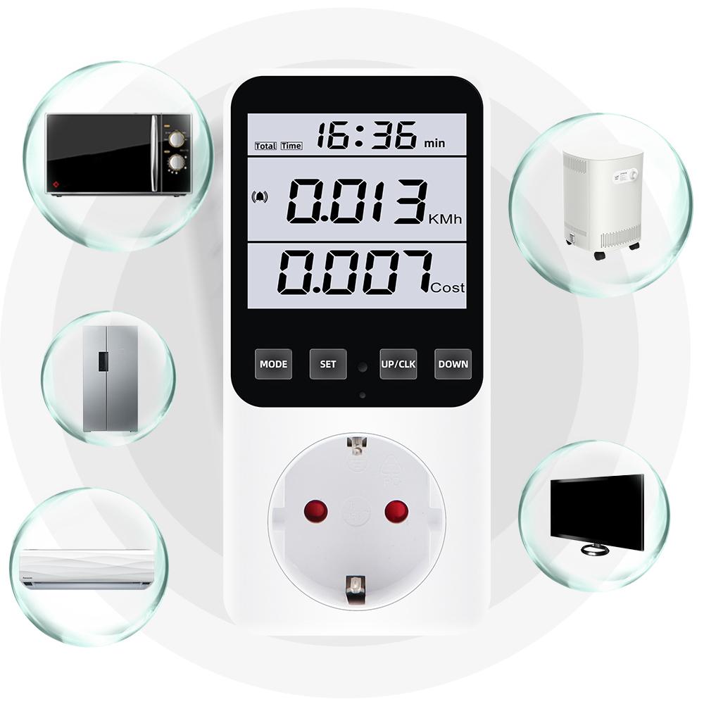 LCD Digital Power Meter EU US UK AU Plug Energy Meter Electronic Wattmeter Voltmeter Ammeter Electricity Cost KWH Monitor