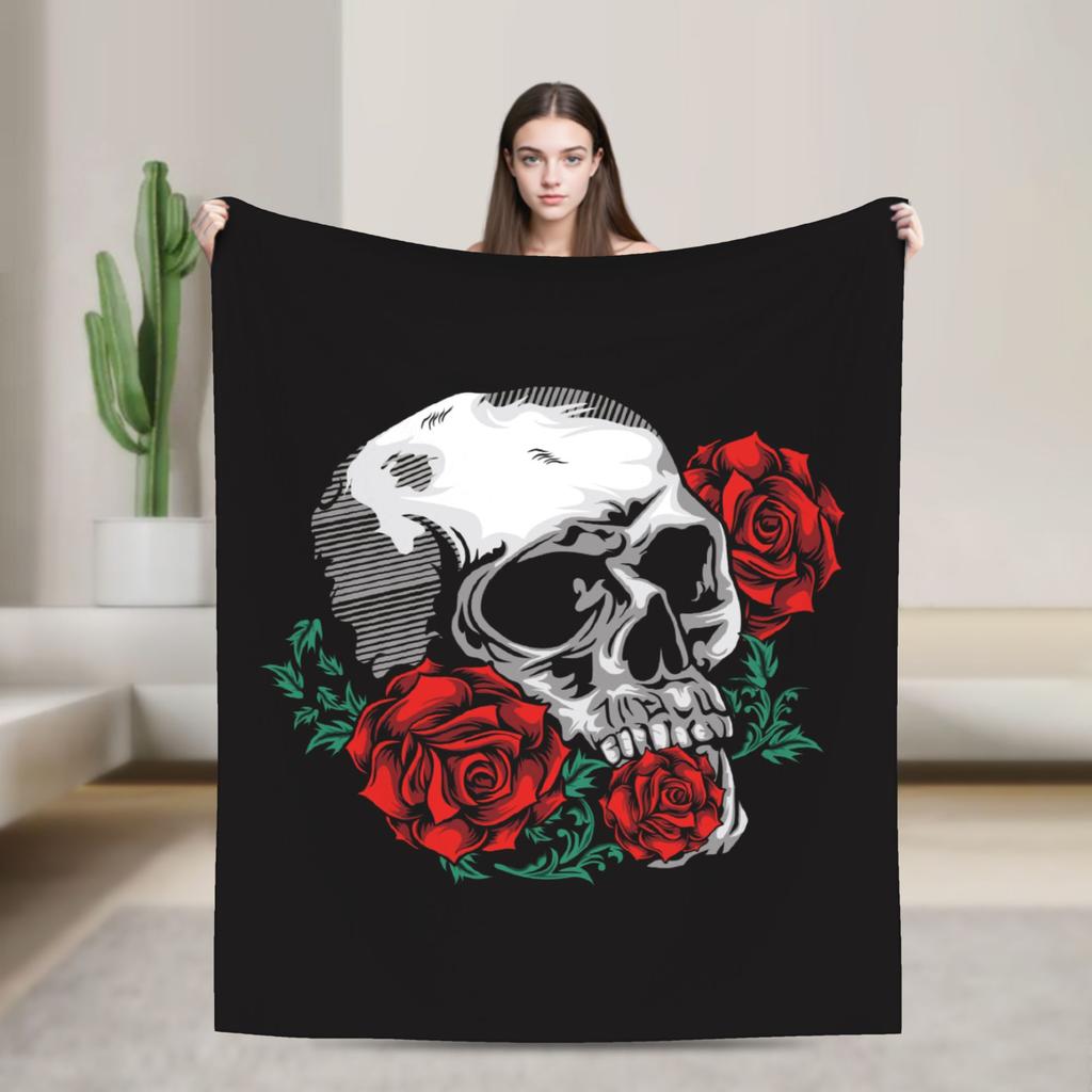 Floral Skull Vintage Blankets Day of the Dead Wool Awesome Soft Throw Blankets for Home All Season