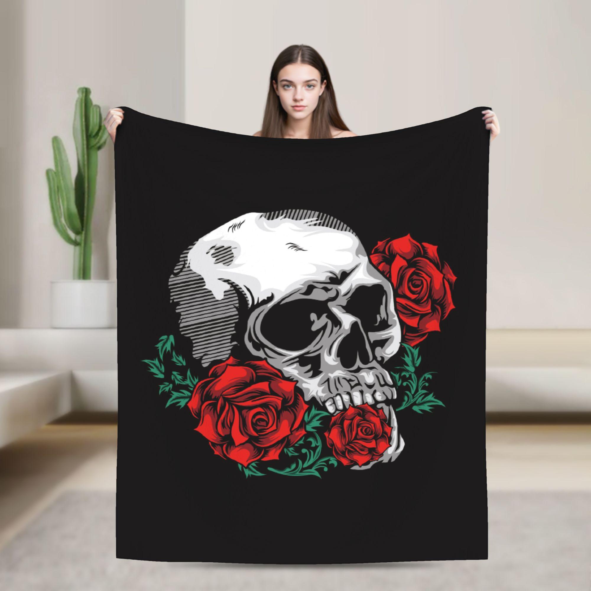 

Sugar Skull Mexican Blankets Day of the Dead Horror Halloween Fleece Funny Breathable Throw Blanket for Coverlet All Season 100x150cm
