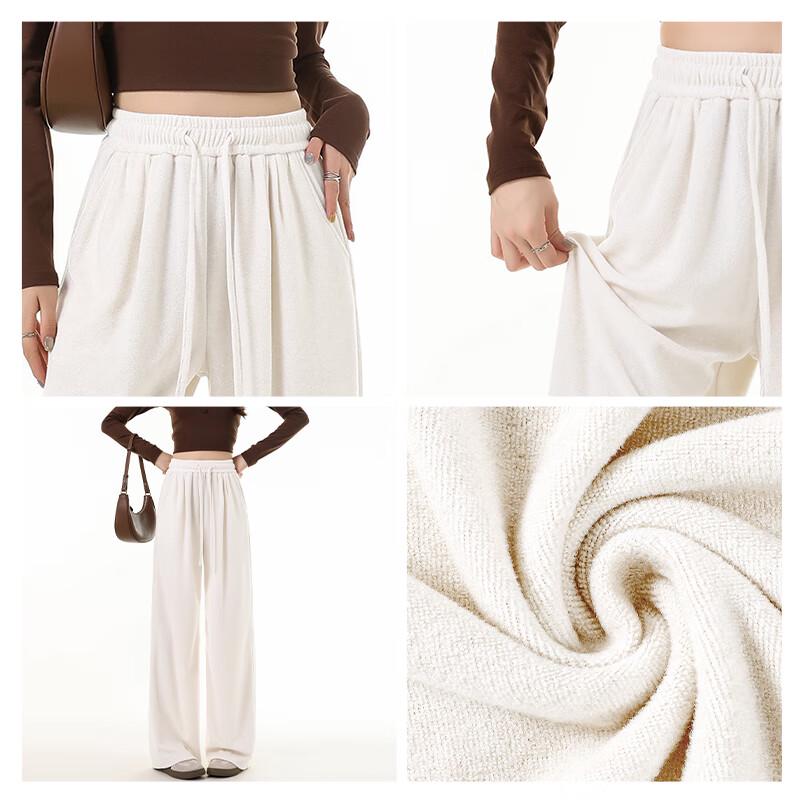MJ STYLE Women's Plush Wide-Leg Towel Pants