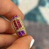 Vintage Open Ring Classic Two Tone Jewelry with Red Ruby and Purple Diamond for Women