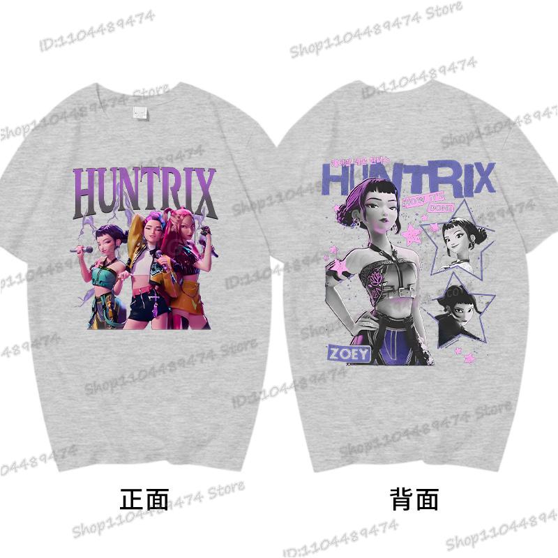 KPop Demon Hunters Rumi Zoey Miba T-shirt Men Korean Anime T Shirt Cartoon High Quality Cotton Tshirt Fashion KPop Tee Female