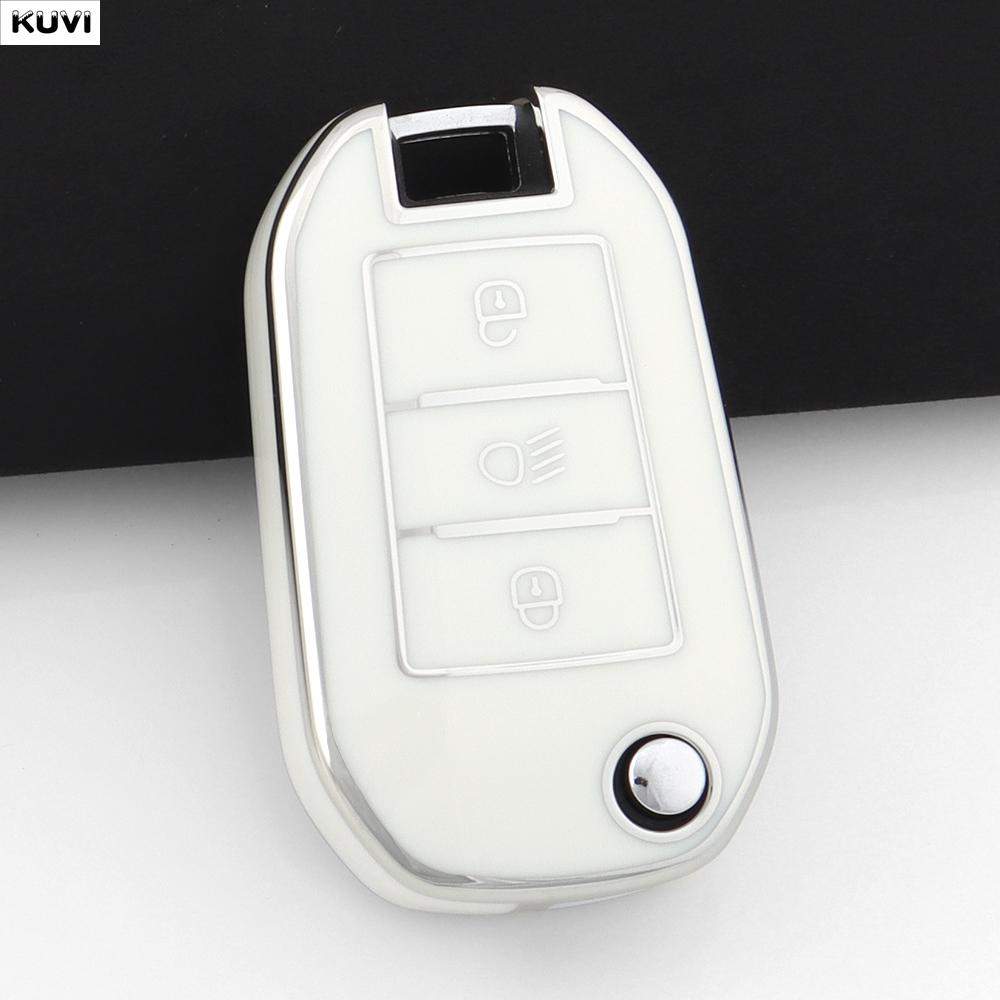 TPU Car Folding Key Case Cover Shell For Peugeot 208 308 408 508 2008 3008 4008 5008 For Citroen C3 C4 CACTUS C6 C8 Accessories