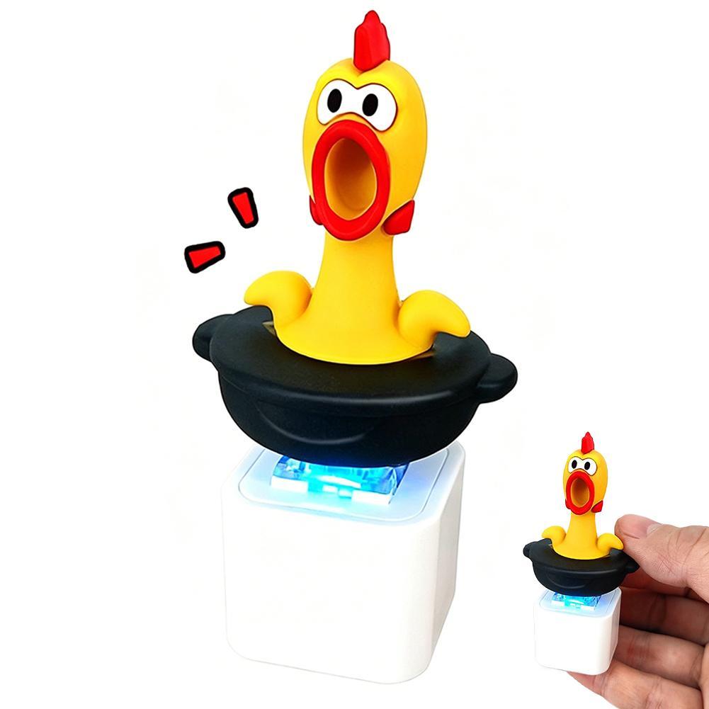 Creative Chicken Fidget Toy Keychain Rechargeable Keychain With Sound & LED Lights Funny Keyboard Clicker Stress Relief Toys