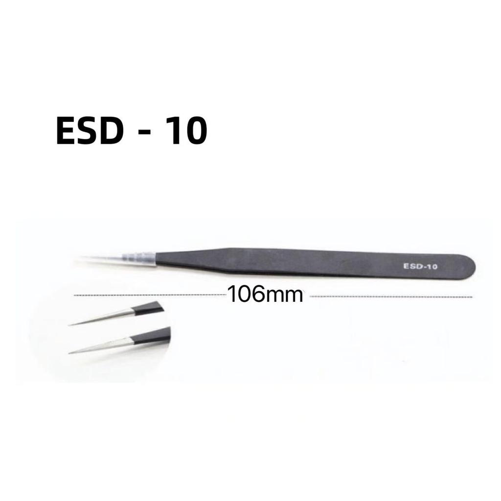 Black Anti-static Stainless Steel Bent Tip Tweezers Set for Nail Art, Journaling, and Household Use