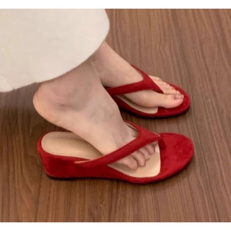 New Street Style Summer Women Wedges Heel Slippers Outdoor Clip Toe Slide Ladies Casual Beach Vacation Flip Flop Zapatos Mujer
