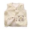 Kids Vest Embroidered Bear Buckle Velvet Vest