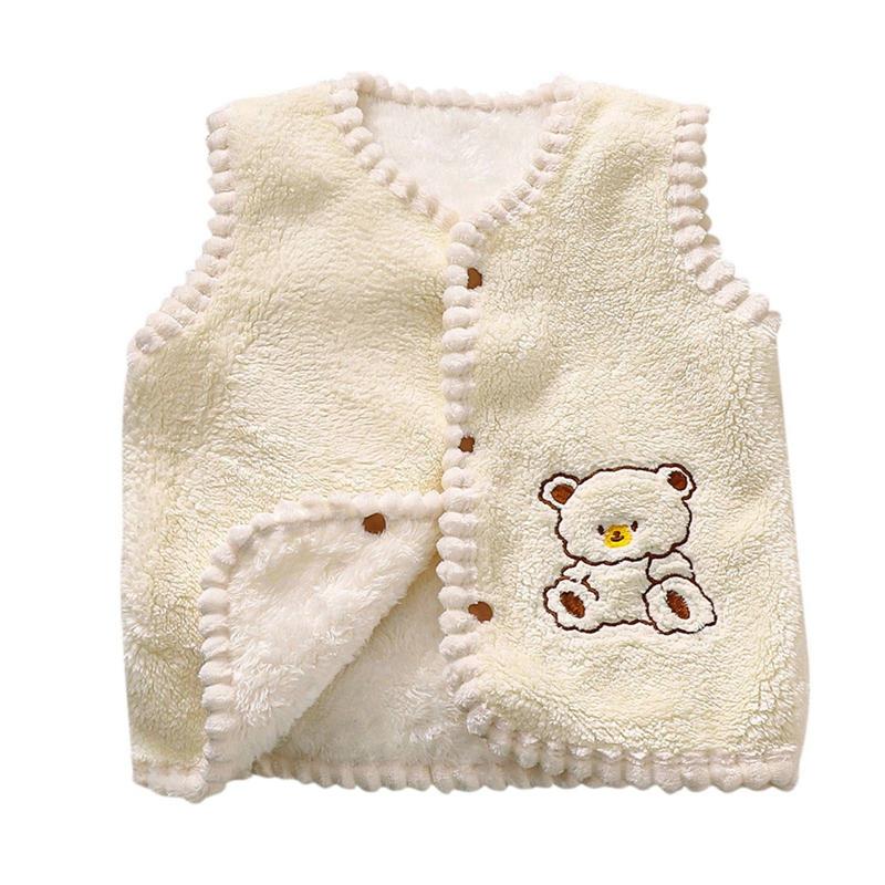 Kids Vest Embroidered Bear Buckle Velvet Vest