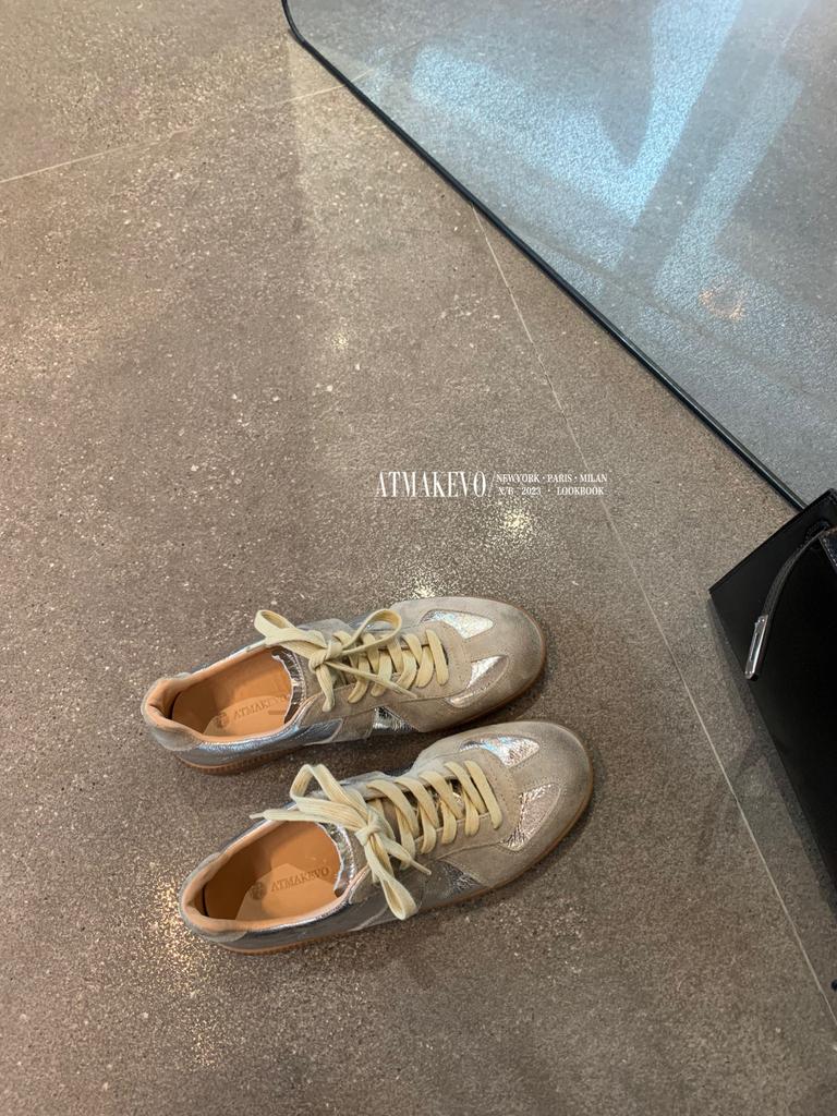 Handmade Shoes~ Silver Dexun Shoes Women's 2025 New Sports and Leisure Flat Shoes Board Shoes