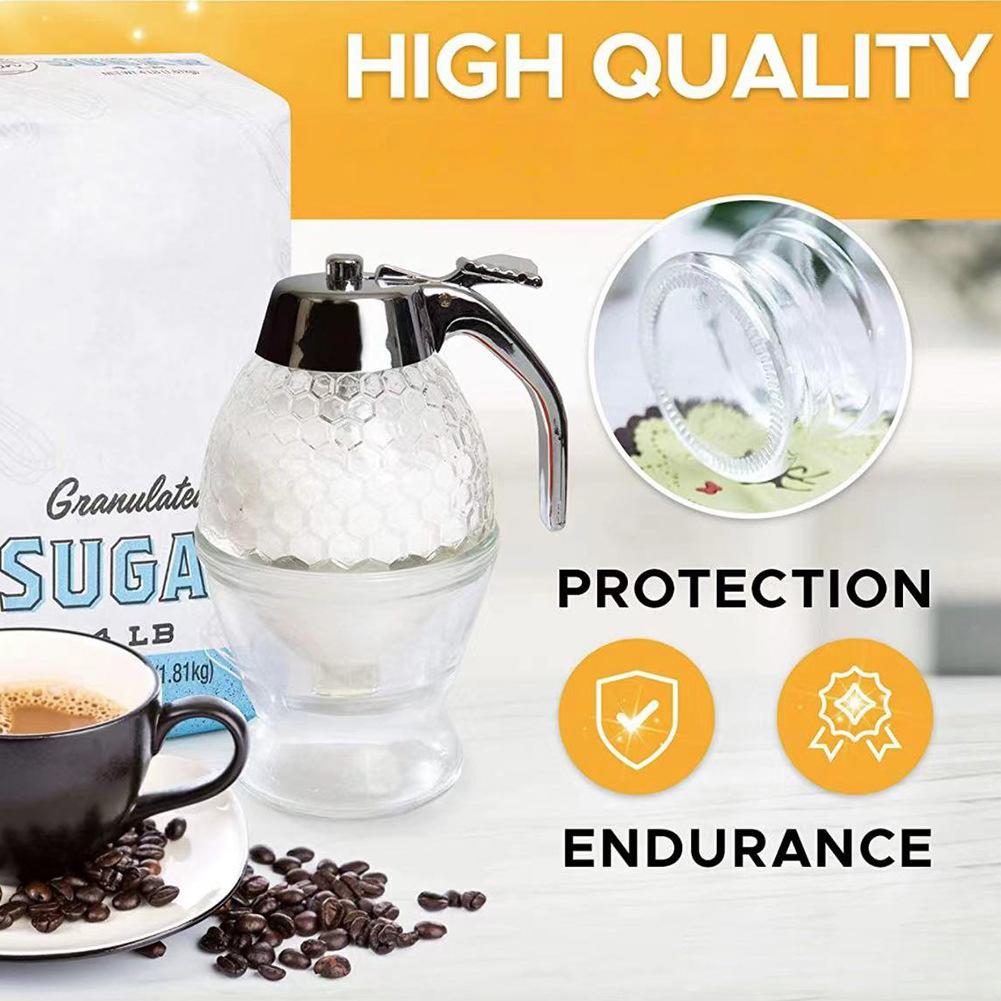 Dávkovač medu proti odkapávání Medová sklenice Plastová vzduchotěsná sklenice Sklenice typu trychtýře Nádobka na sirup Nádoba na tekuté těsto Dávkovací láhev s podstavcem