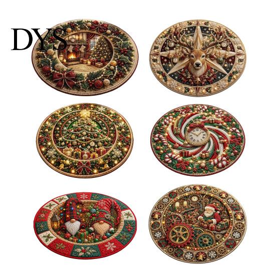 Durable Floor Rug for Holidays Round Christmas 3D Rug, Optical Illusion Area Santa Gnome Mat Holiday Decor Pattern, Non-slip Living Room Entryway