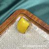 Retro Tang Grass Pattern Amber Beeswax Square Ring - Unisex Chinese Style