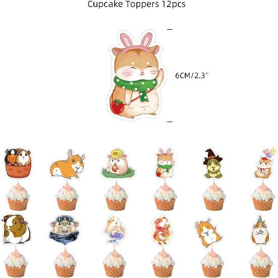 Guinea Pig Birthday Party Decorations Supplies,Children Guinea Pig Birthday Party Balloons Banners Cupcake Decorations,Hamster Party Supplies for