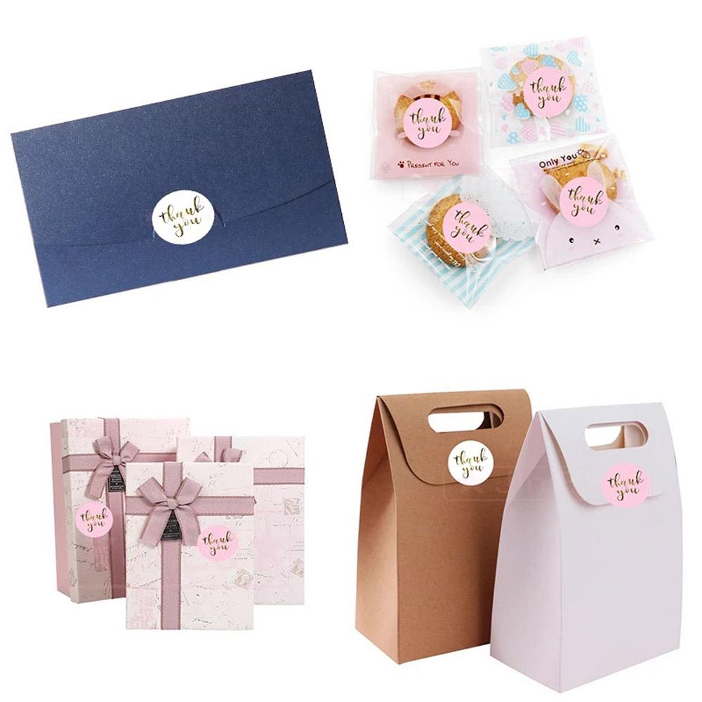 50-500pcs Black And Pink Sealing Label Sticker 1inch Laser Thank You Stickers For Gift Decoration Business Packaging Stationery