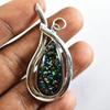 Natural Opal Pendant 40.20 ct Multicolor 925 Sterling Silver Pear October Birthday Birthstone