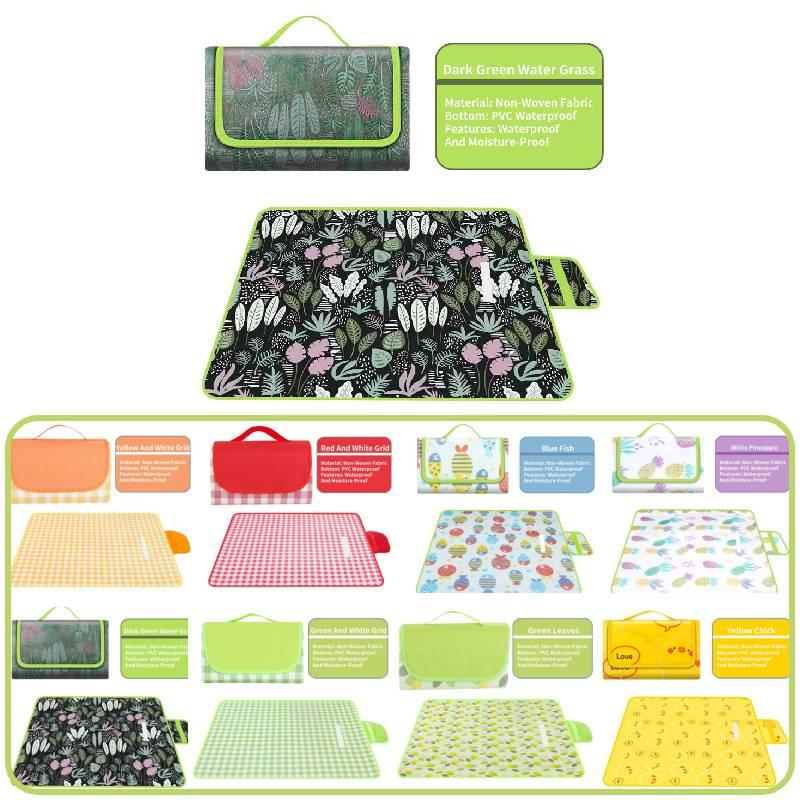 Tragbare Stranddecke Vliesstoff Picknickmatte mit wasserdichter Funktion Grüner Algenprint
