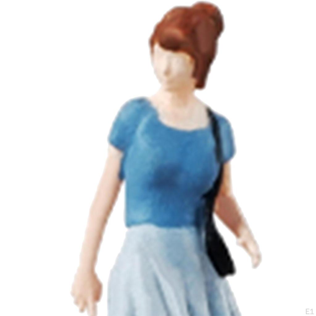 1/64 Miniature Figure Dollhouse Decor Blue Skirt Girl Resin Diorama Model Building Kits for