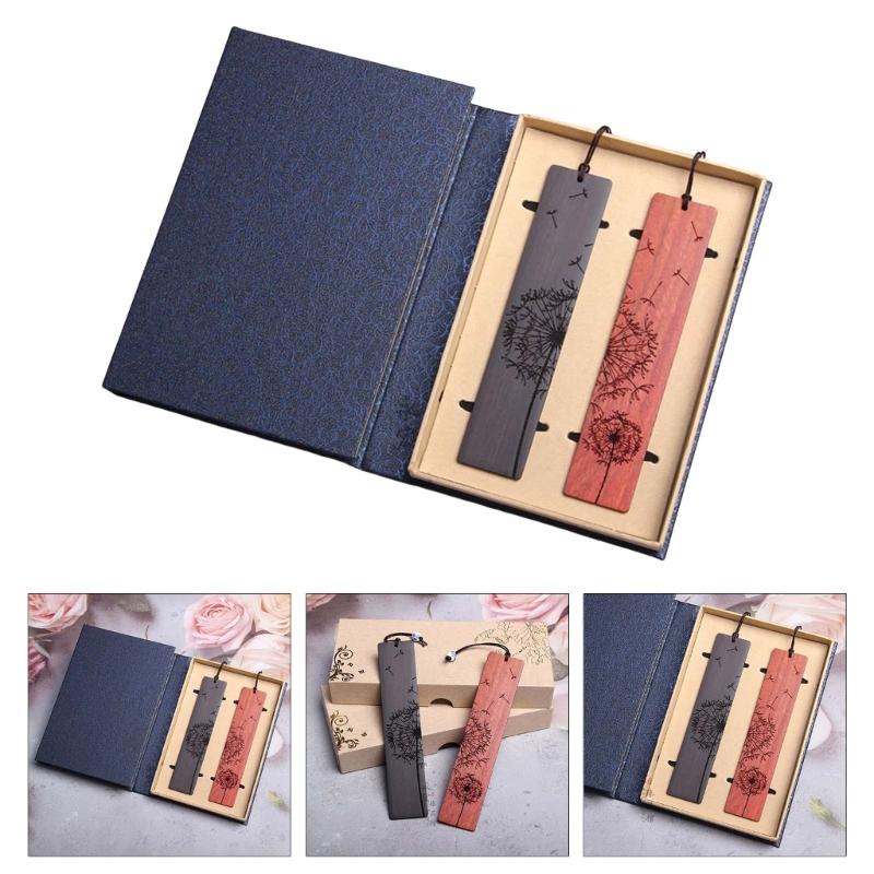 Engraved Book Marks with Pendant for Book Lovers Gift Handmade Wood Page Mark Unique Vintage Bookmarks Wood Bookmarks