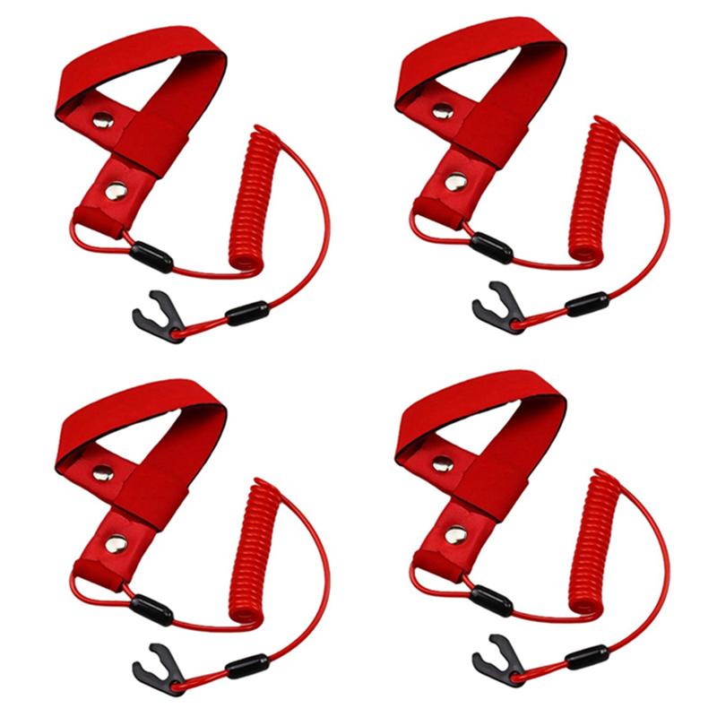 4X Stop Kill Safety Lanyard Fits Handlebar Switch Key Floating Emergency Flameout Rope For All Jet Ski красный