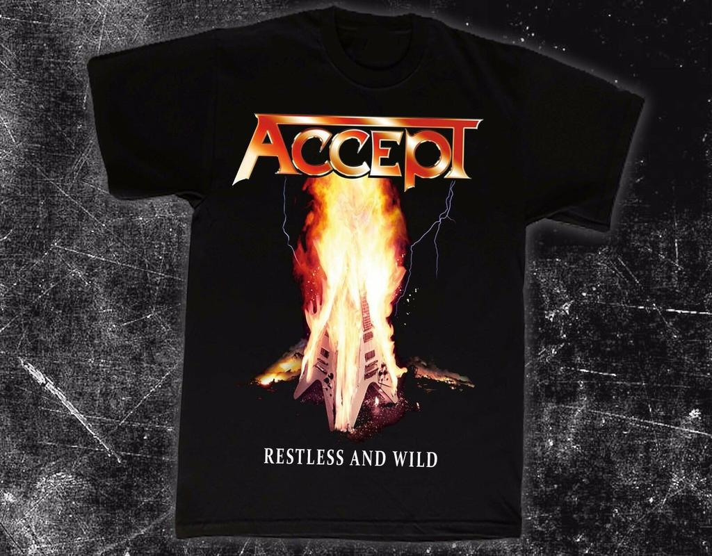 ACCEPT Band Restless and Wild ALbum Vintage Black Men S-4XL T-shirt